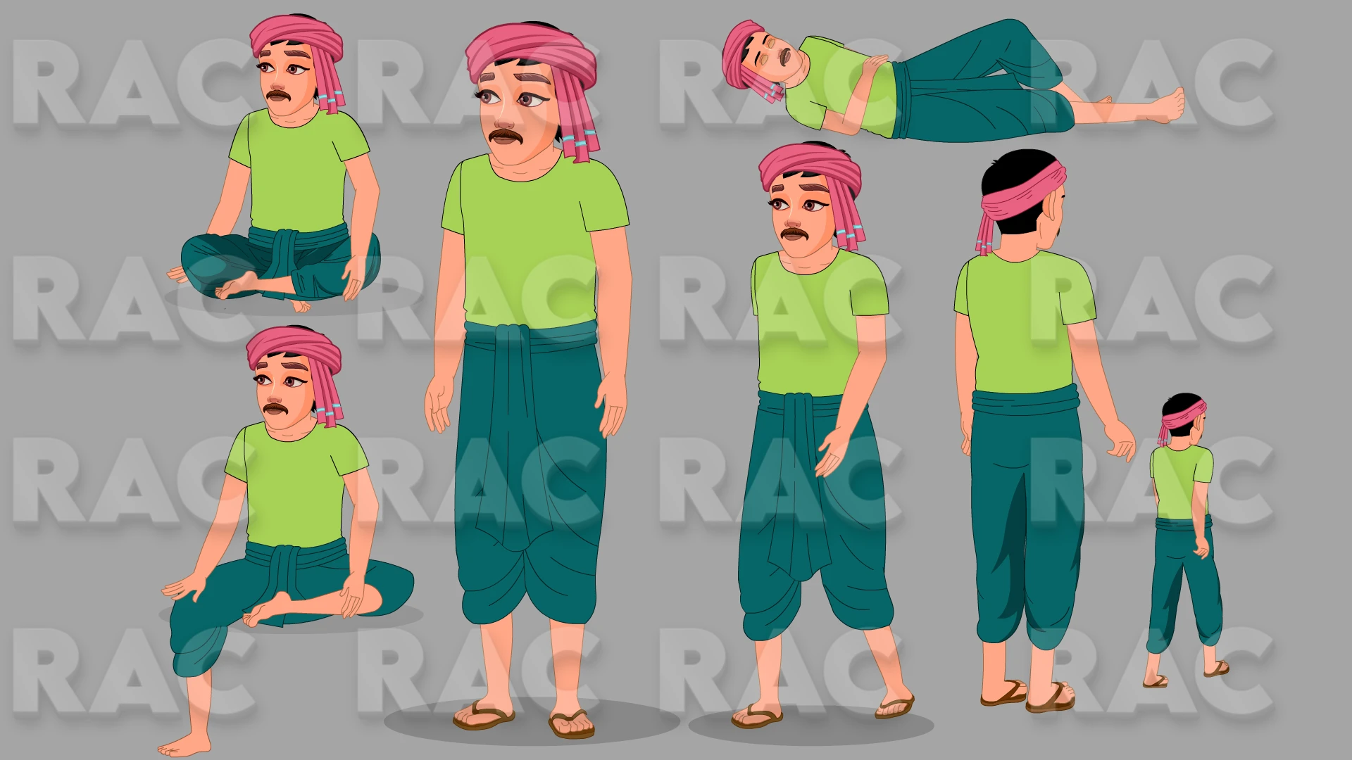 2D village man Character For Animation Video