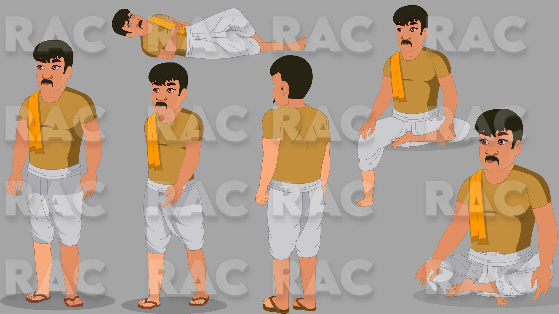 2D village man Character For Animation Video