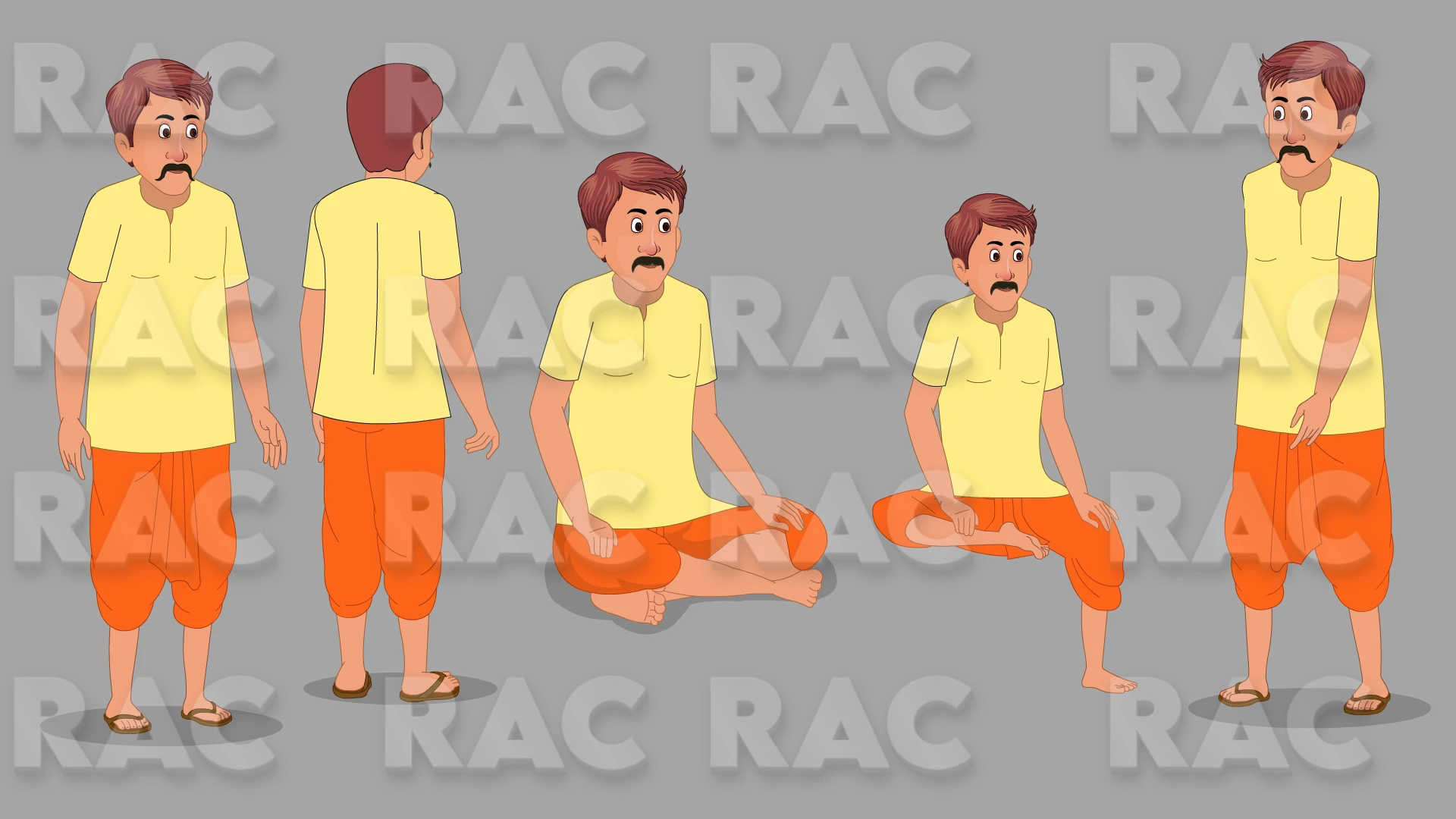 2D village man Character For Animation Video