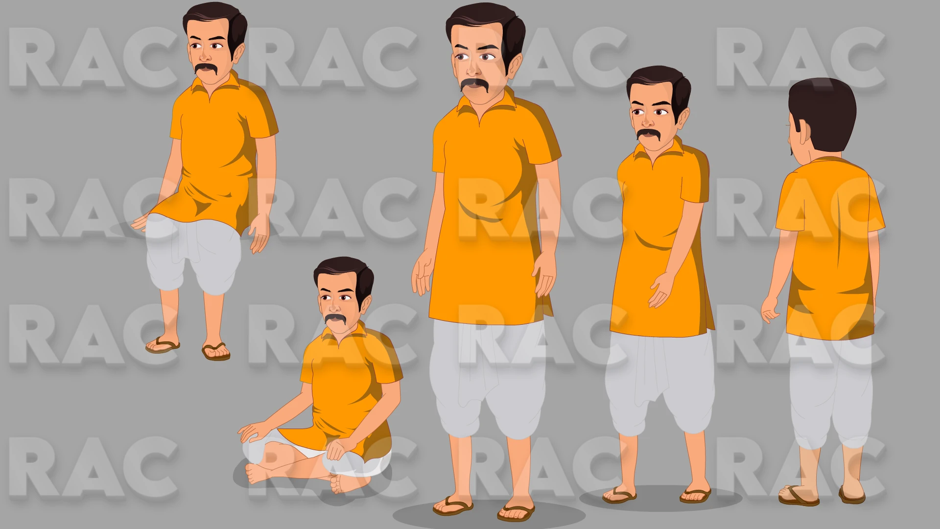 2D village man Character For Animation Video