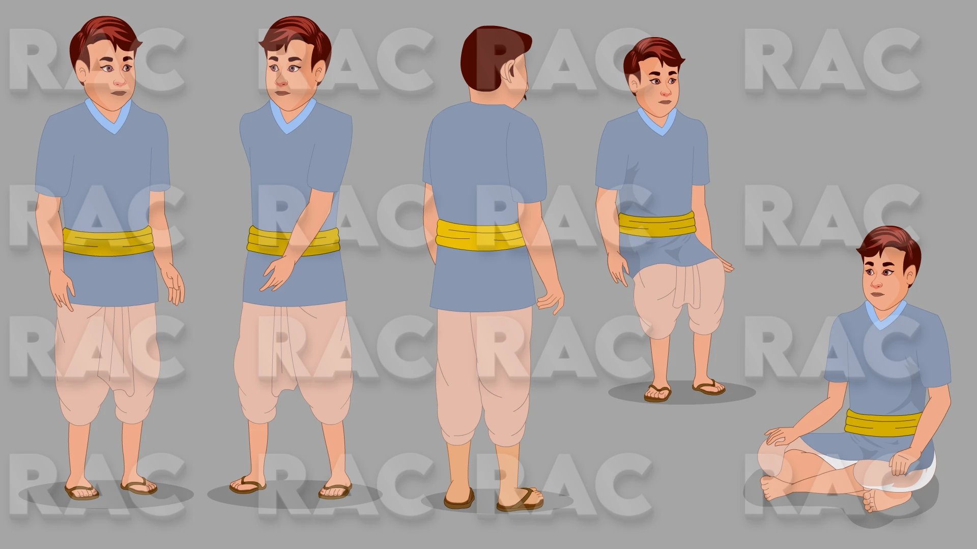 2D village man Character For Animation Video