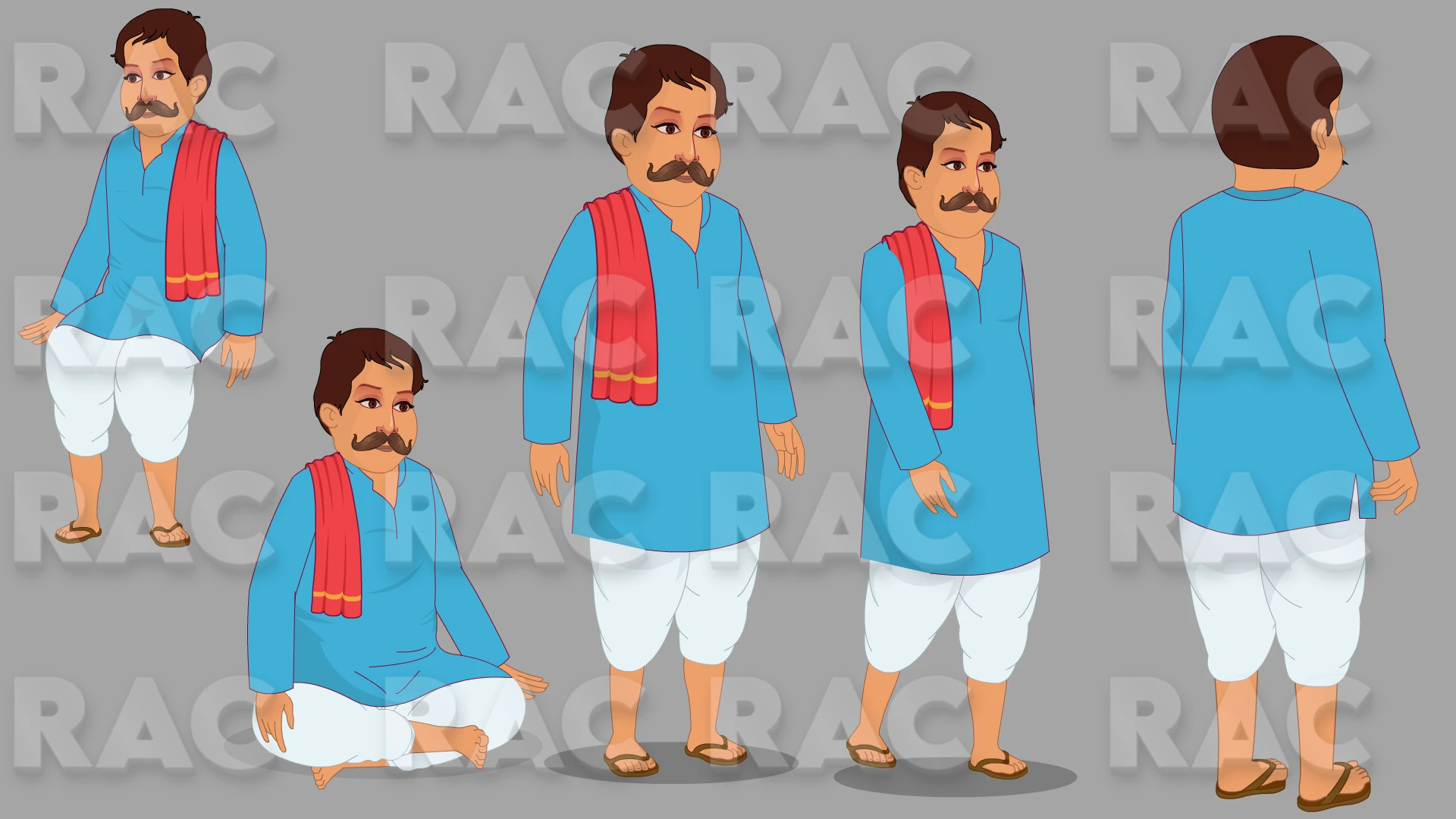 2D village man Character For Animation Video