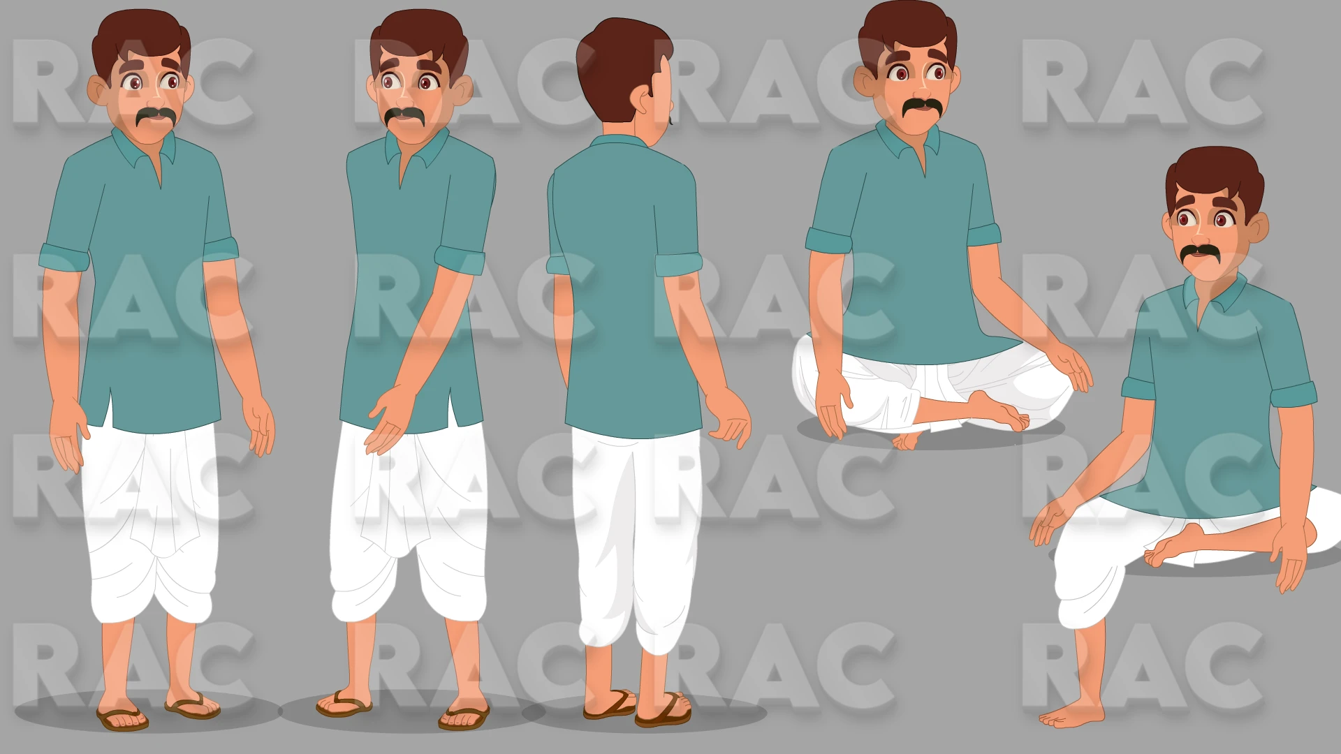 2D village man Character For Animation Video