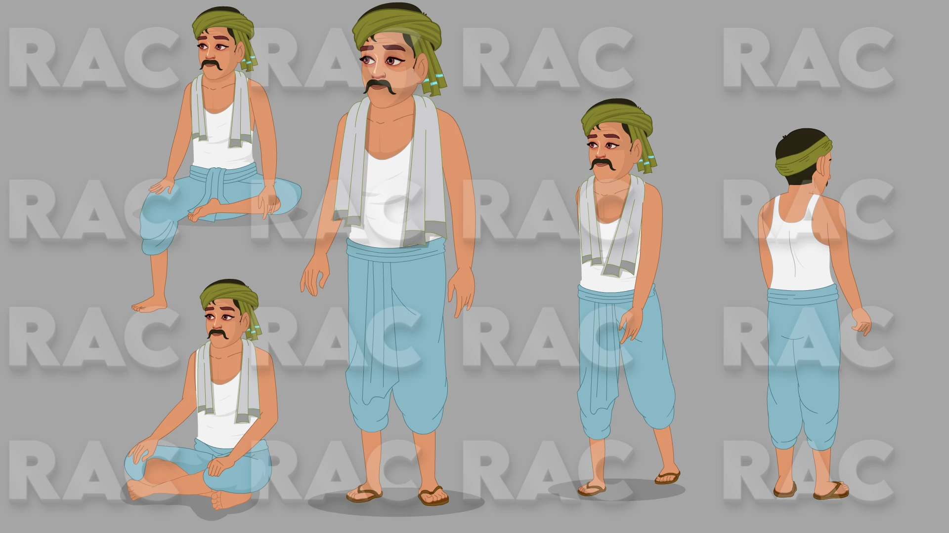 2D village man Character For Animation Video