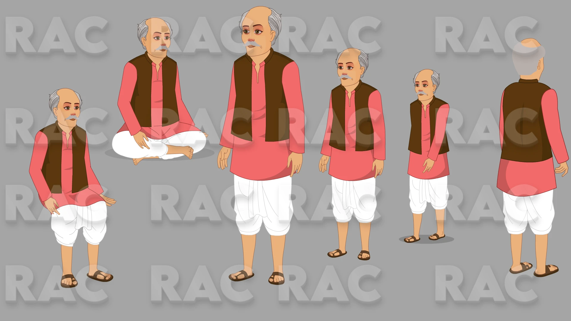 2D village man Character For Animation Video